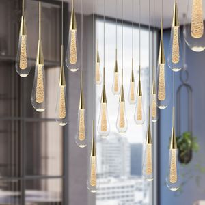 Customizable Post-Modern Crystal Glass led Pendant Lights Hanglamp Drop Light Restaurant Bar Pendant Lamp Staircase Lamps Led Drop Lights for Living Room