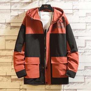 Jaquetas masculinas Jaqueta de carga Jaqueta Outono Rua Zipper Com Capuz Multi-bolso Windbreaker Piloto Casaco Homens Moda Macacões Ferramentas Casacos