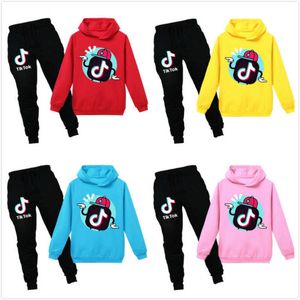 Kinderkleding tweedelige sets Jongens Meisjes TikTok Trainingspakken Tieners Sportpak Tieners Hoodies Sweatshirts Broeken Hiphopkleding Lababy102