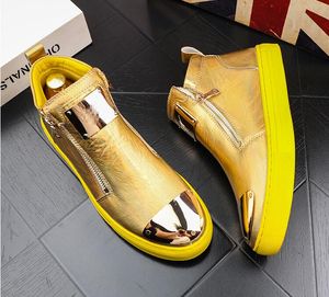 New Men's Casual Fashion Zipper Outdoor High-Top Shoes Man Slip-On Boots Mens Driving Party Flats