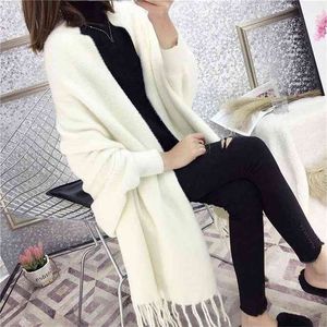 Imitacja Mink Velvet Dobra Jakość Nie kłaść jesień Zima Sweter Sweter Szal Koreański Temperament Moda Cape 210427