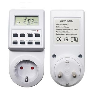 Timers 230V 50HZ Electronic Digital Timer Switch Socket 24 Hour Cyclic Kitchen Outlet Programmable Timing EU Plug