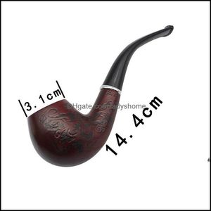 Pipes Smoking Aessories Household Sundries Home & Gardenboutique 705 Carved Ebony Solid Wood Manual Old Curved Log Filter Tobao Pipe Hwf7127