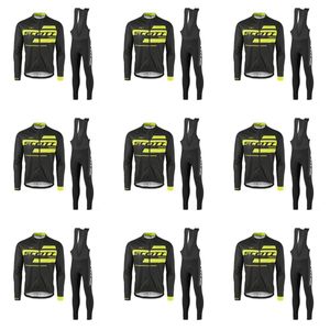 Breathable SCOTT Team Road Bike Wear Racing Clothes Quick Dry Ropa Ciclismo Men Cycling Jersey Suits Long Sleeve bicycle uniform Y21040113