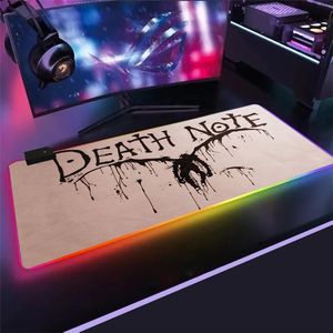 Anime Morte Nota Logotipo Gaming Mouse Pad Grande RGB Computer Mause Pad Keyboard Dava Carpete Desk Mat Pc Jogo Mouse Pad Presente