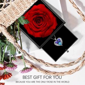 Preserved Rose Flower Gift Wrap Box With Angel Wings Necklaces For Women Mom Her Girlfriend Gifts Wife On Birthday Christmas Valentines Day Gifts HH21-849