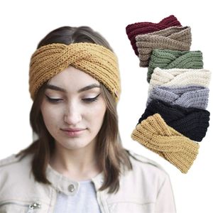 Le più nuove ragazze fasce per capelli lavorate a maglia turbante all'uncinetto twist copricapo inverno scaldino per le orecchie fascia elastica per capelli accessori per capelli donna 64 Z2