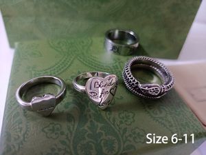 925シルバーラブリングメンズレディース恋人の結婚指輪ハイエンド品質のカップルリングボックス男性女性デザイナーハートバグg2684