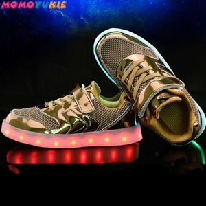 Scarpe per bambini a led Scarpe con cestello di ricarica USB con luci per bambini Casual per ragazzi Ragazze Sneakers luminose Oro argento rosa 210713