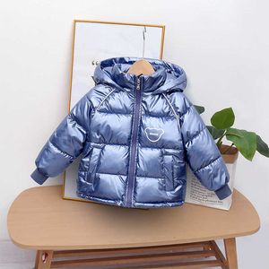 Baby autumn and winter new children's wear boys and girls waterproof bright space down jacket thickened warm hooded children's j H0909