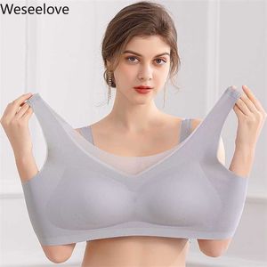 Weseelove Plus Size Bra Large Size Seamless Women Bra Without Frame Ultra Thin Bra Big Size Lingerie Comfort Sleep Bralette 7XL 211110