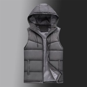 -selling mens 겨울 조끼 따뜻한 후드 캐주얼 양복 조끼 민소매 자켓 두꺼운 Parkas 6XL 211104