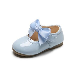 Flat Shoes Spring Autumn Baby Girls Cute Bow Patent Leather Princess Solid Color Kids Gilrs Dancing First Walkers SMG104