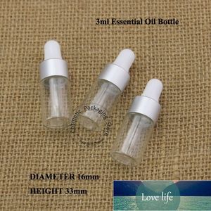 50 pz/lotto 3 ml Bottiglia di Oli Essenziali 1/10 OZ Vaso di Profumo di Vetro Vuoto Imballaggio Riutilizzabile Contenitore Cosmetico Contagocce Fiala Prezzo di Fabbrica design esperto Qualità Ultime