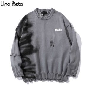 Una Reta Graffiti tröja Men Autumn Streetwear's Clothes Hip Hop Pullover Hole Oversize Par 210909