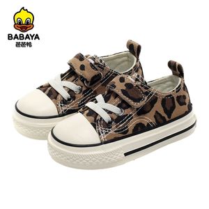 Babaya Baby Girl Shoes秋の低カットヒョウパターンファッション野生の子供女の子の赤ちゃんカジュアルキャンバスシューズ1-3歳210326