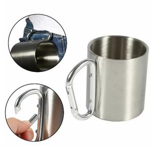 304 Stainless Steel Mugs Traveling Bottle with Carabiner Hook Handle Car Cups 220ml/300ml/350ml/450ml