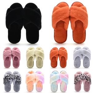 Partihandelsklassiker Vinter inomhus tofflor för kvinnor Snöfur Slideshus Utomhus Girls Ladies Furry Slipper Flatplattformar Mjuka bekväma skor Sneakers 36-41