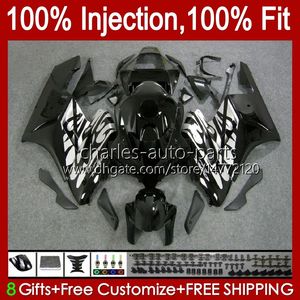 Stampo ad iniezione 100% adatto per Honda Fairings CBR1000 CBR 1000 RR CC 04-05 Body 52No.21 CBR 1000RR 1000CC 2004 2005 CBR-1000 CBR1000RR 04 05 OEM Full Fairing Black Silvery