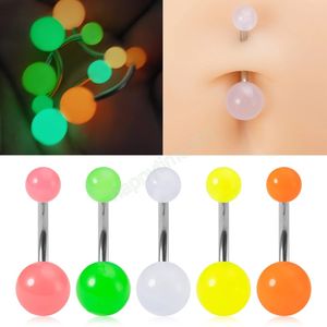 Glow At Night Navel Piercing Belly Button Ring Acrylic Bar Stud Glowing Barbell Luminous Nombril for Women Body Jewelry