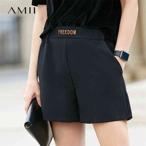 Minimalism Sommar Streetwear Kvinnors Shorts Causal High Waist Lösa Broder Broderi Byxor 11732716 210527