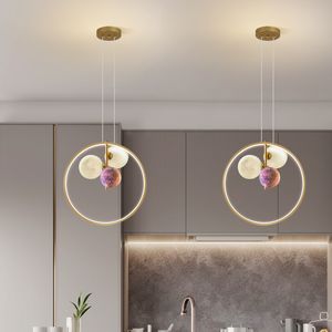 Nordic Style Restaurant 3D Printing Moon LED Hanglamp Romantische Slaapkamer Bar Tafel Cafe Decoratie Opknoping Lichtarmaturen