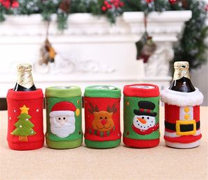 Creative Christmas Decorations Brushed Fabric Beverage Bottle Cover Wine Bottles Covers Coke Soda Protective Shell dd750