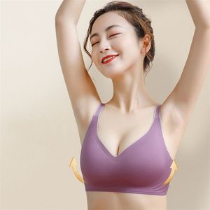 3pcs Color Contrast Latex Bras For Women Underwear Gradient Strap 210728