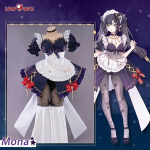 Pre-sale uwowo spel genshin inverkan mona maid klänning ny cosplay kostym söt speciell för karneval halloween jul y0903