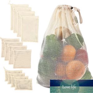 Storage Baskets Organic Cotton Mesh Vegetable Bags Produce Reusable Kitchen Fruit with Drawstring