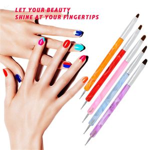 Tamax 5 Pcs/set Double Ended nail dotting pen acrylic nails brushes For Manicure Beauty Painting Gel Polish Tools NAB005