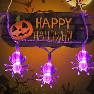 Strings 6.5M 30LEDs Spider&Bat Shape String Light Solar Powered Lamp Waterproof Purple Fairy For Outdoor Garden Halloween Decor