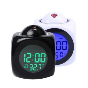 Inne zegary Akcesoria Strona główna Zegar Projekcja Cyfrowa Pogoda Kreatywna Uwaga LCD Snooze Bell Alarm Display Podświetlenie Projektor LED