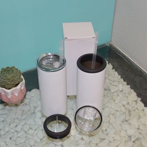 Två lock 15oz sublimering tumbler 12oz kan kallare koozie ölhållare rostfritt stål dubbelvägg vakuumisolerad kopp för standardburkar hålla det kallt i bulk aaa