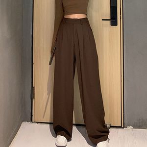 Whcw CGDSR Calças Straight Calças Calças de Streetwear Mulheres Outono Inverno Estilo Coreano Cintura Alta Perna Lega Pant Casual 210319