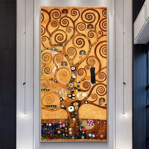 Gustav klimt pocałunek drzewo życia plakaty i druki obraz ścienny na płótnie obraz do salonu przedpokój Home Decor