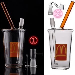 Transparent cup style Hookah smoking Leaves Smok Pipe Thick Glass Water Bongs dab rigs 14.4 mm
