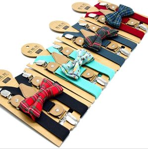 Kids Suspenders Bow Tie Set Adjustable Y-Back Brace Belt Kids Clip-On Braces Boy Tuxedo Suit Matching Accessories 15 Colors