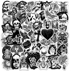 10/30/50PCS Horror in Bianco e Nero Stile Punk Gotico Cartone Animato Graffiti Valigia Notebook Adesivi Decorativi Impermeabili Auto All'ingrosso