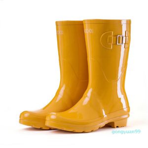 Black Yellow Blue Purple Mild-Calf ladies rubber Rainboots Rain Boots women Waterproof botas de lluvia mujer agua mujer