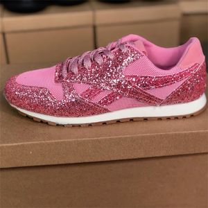 2021 Designer Women Sneakers Flat Shoes Lace up Sneaker Leather Low-top Trainers with Sequins Outdoor Casual Shoes Top Quality 35-43 W3