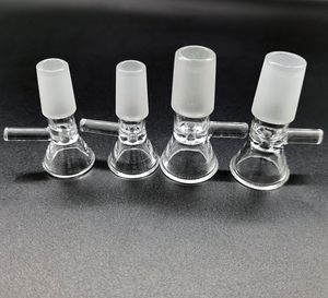 Wholesale Thick Round Glass Bowl Hookah Accessories 14mm 18mm Male Herb Dry Oil Burner With Handle High Quality Smoking Tools Bong Hookahs Smoke Accessory