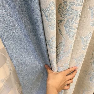 Европейский Chenille Jacquard Tabric Современный занавес для живой столовой спальня с высоким затенением 210712