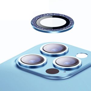 Diamond Single Circle Flash Powder Phone Camera Lens Screen Protector For Iphone 13 12 with retail box