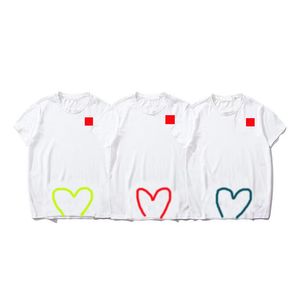 T-shirt maschili di alta qualità, cime femminili, stampa a forma di cuore di cotone di fascia alta, tendenza della personalità, uomini e donne, coppie corte