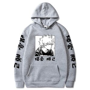 Benim Kahraman Academia Bakugo Hoodies Artı Boyutu Sıcak Kazak Rahat Mektup Baskı Kapüşonlu StreetWear Sweatshirt Y0809