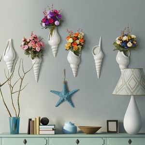 Vasi Simple Modern Conch Vase Wall Hanging Decorazione Camera da letto Soggiorno Disposizione dei fiori Contenitore Creativo Sfondo Decor