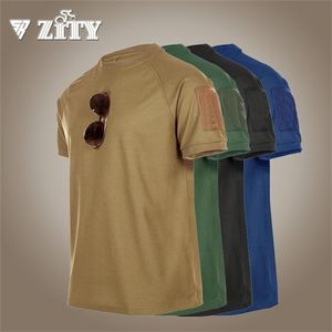 戦術的なTシャツの男性スポーツの屋外の軍事ティークイックドライショートスリーブシャツハイキング狩猟アーミー戦闘服通気性220309