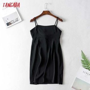 Tangada Summer Women Black Backless Bow Dress Strap Zipper Ladies Sundress Ja19 210609