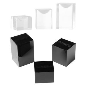 Présentoirs Acryliques Cosmétiques achat en gros de Pochettes de bijoux sacs x acrylique Stand Square Stand Pographie Props Cosmétiques Anneau Affichage Noir Transparent